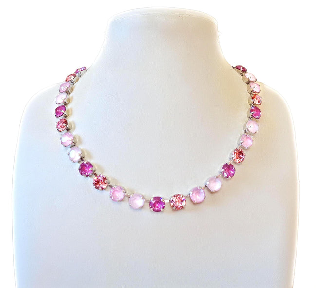 BLOSSOMS, Austrian crystal tennis style  choker necklace,soft pinks