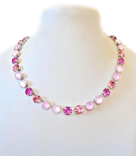 BLOSSOMS, Austrian crystal tennis style  choker necklace,soft pinks