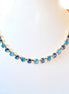 Crystal chain necklace ice blue,azure blue ,yellow gold