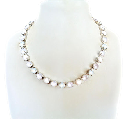 ODET'S WEDDING Austrian crystal necklace, white opal,electric white,rhodium silver