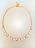 Crystal chain necklace white opal,gold  ,yellow gold