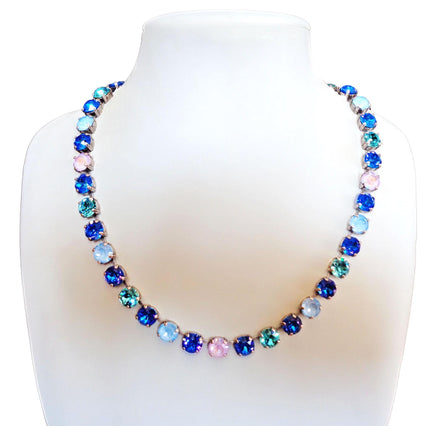 NORTHERN LIGHTS crystal tennis necklace, royal blue delite ,crystal sky ignite