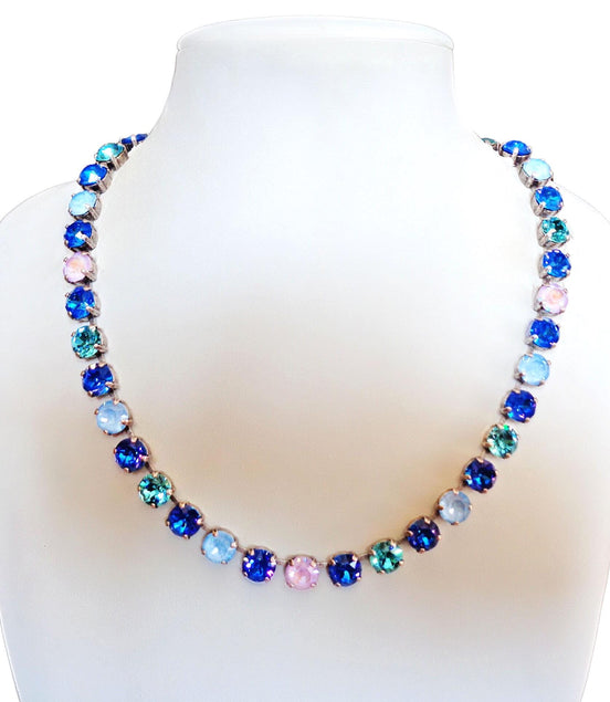 NORTHERN LIGHTS crystal tennis necklace, royal blue delite ,crystal sky ignite