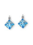 Crystal  princess  square drop earrings aquamarine,antique silver
