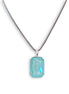 Crystal  large rectangular pendant necklace soft mint,stainless steel