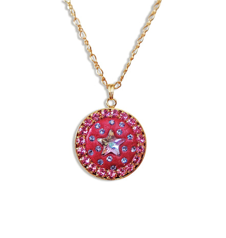 Crystal round pendant ,star design,vitrail light,24k gold plated