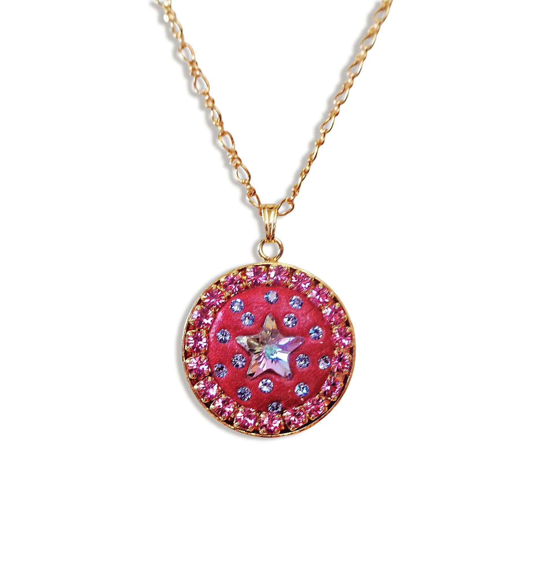 Crystal round pendant ,star design,vitrail light,24k gold plated