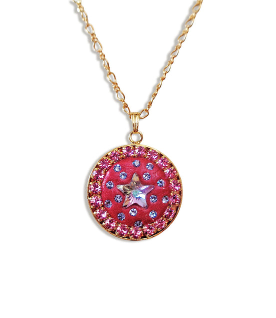 Crystal round pendant ,star design,vitrail light,24k gold plated