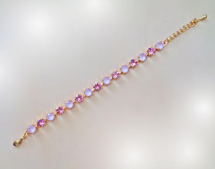 Mädchenarmband mit Swarovski-Kristallen, pastellrosa, vergoldet