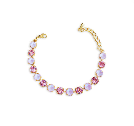 Mädchenarmband mit Swarovski-Kristallen, pastellrosa, vergoldet
