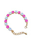 Bracelet fille en cristal Swarovski rose fluo, bracelet blanc électrique, plaqué or