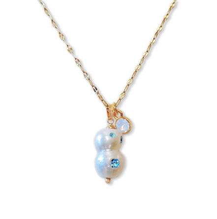 Baroque freshwater pearl pendant , gold stainless steel