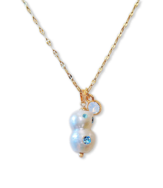 Baroque freshwater pearl pendant , gold stainless steel