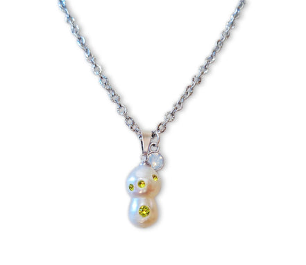 Baroque fresh water pearl pendant necklace,stainless steel