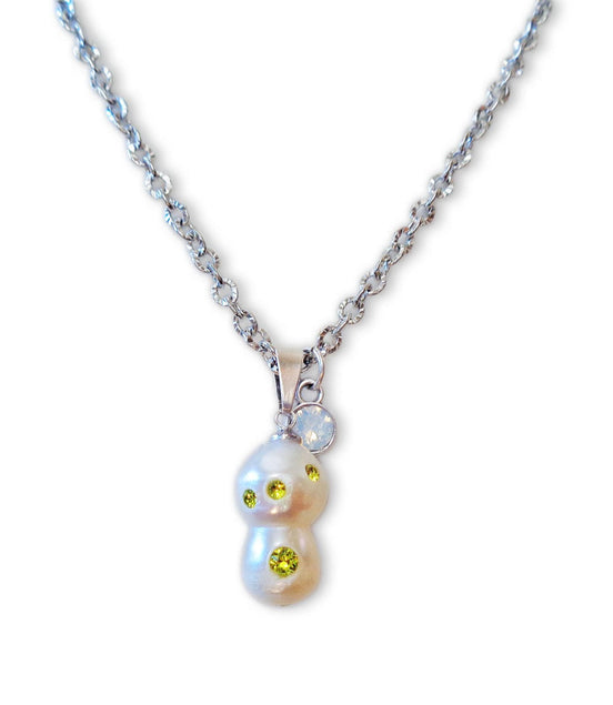 Baroque fresh water pearl pendant necklace,stainless steel