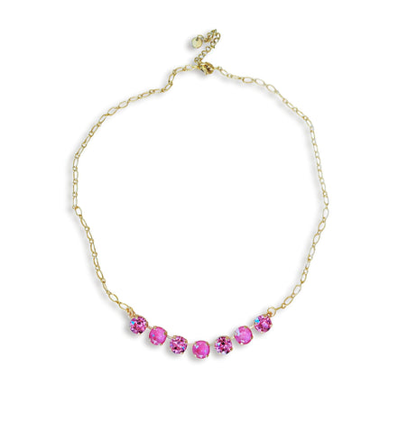 Austrian  crystal  gold plated chain necklace dahlia pink, rose