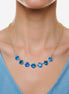 Austrian crystal gold plated chain necklace ,teal blue