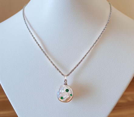 Freshwater pearl pendant necklace,stainless steel