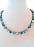 CELINE crystal tennis necklace blue zircon,light blue,antique copper