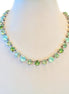 SPRING WHISPERS  Austrian crystal  tennis  style necklace,pastel greens