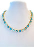 TROPICAL SEA crystal tennis necklace,soft mint,light turquoise,gold plated