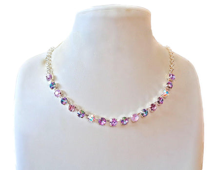 Crystal  chain necklace purple tones
