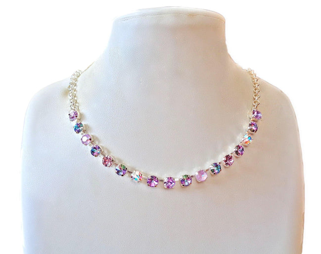 Crystal  chain necklace purple tones