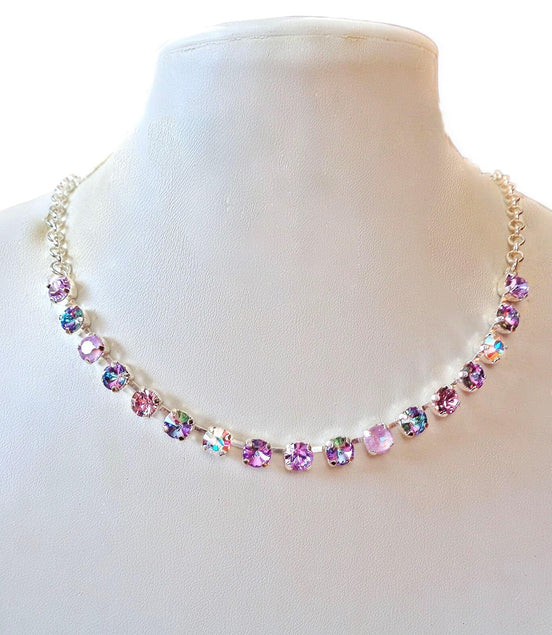 Crystal  chain necklace purple tones