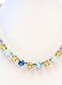 LIME DROPS crystal tennis  necklace,citrus green and blue ,rhodium silver