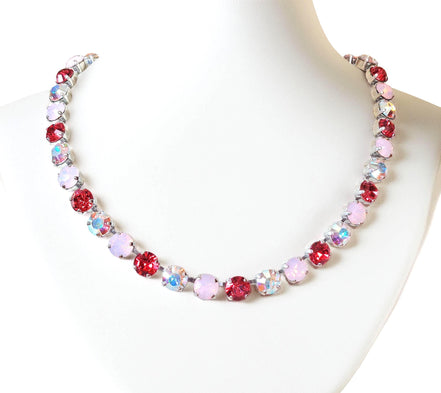 ICED STRAWBERRIES Austrian crystal necklace pink,clear crystal AB