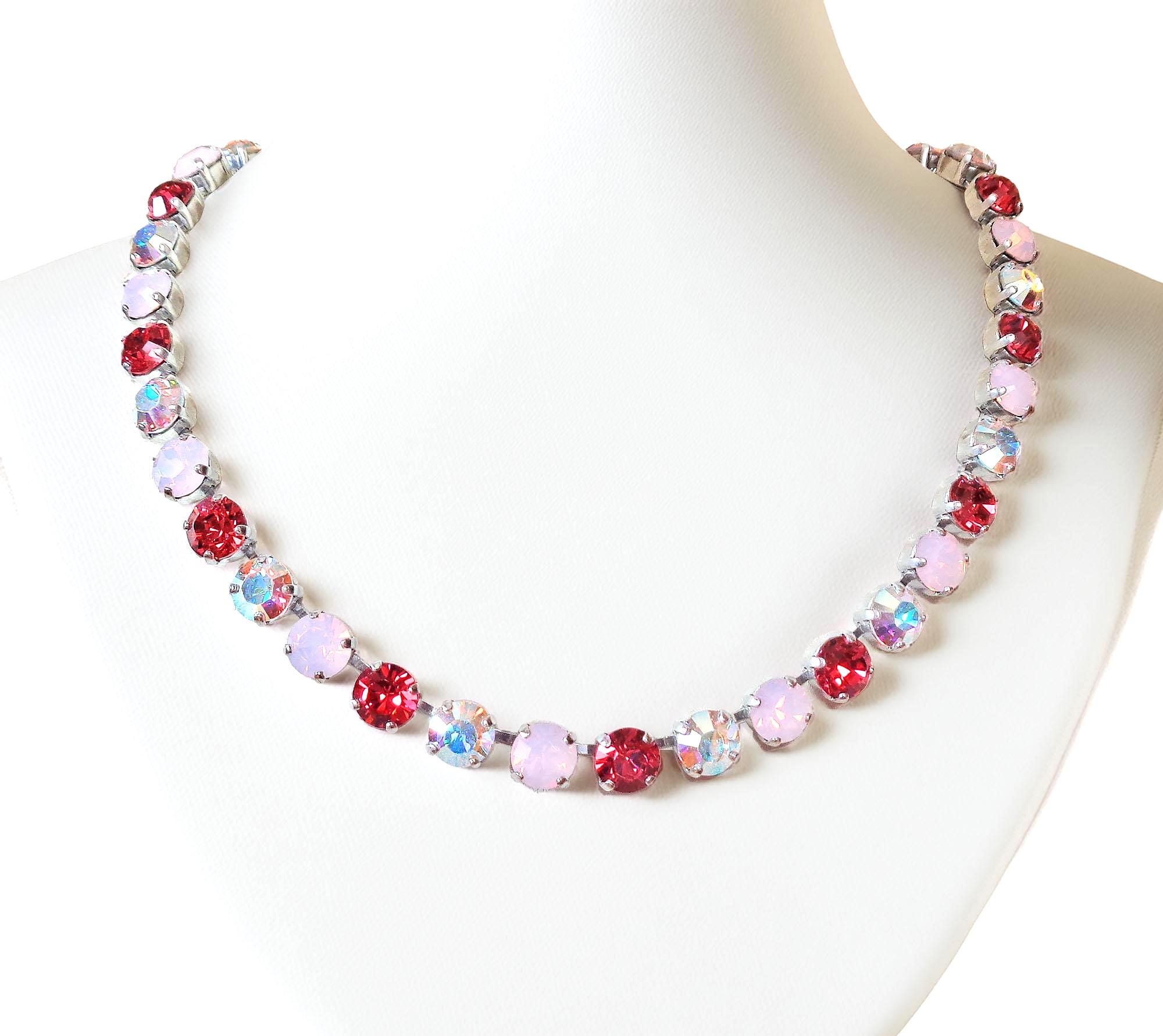 ICED STRAWBERRIES Austrian crystal necklace pink,clear crystal AB