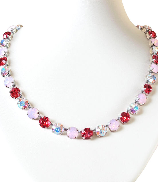 ICED STRAWBERRIES Austrian crystal necklace pink,clear crystal AB