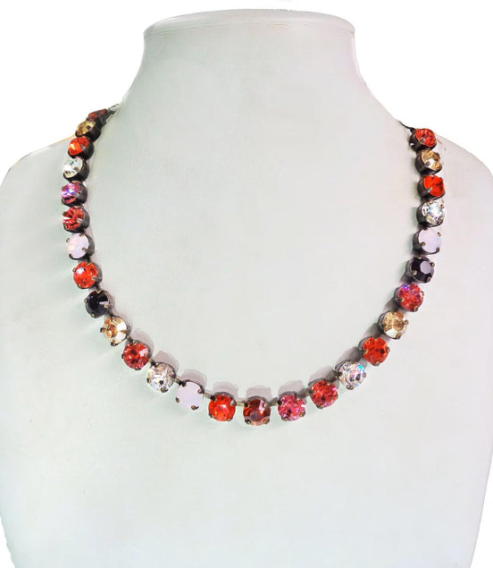ORANGE FLIRT Austrian crystal choker necklace crystal multicolour ,antique brass