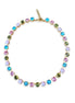 Crystal tennis  necklace  multicolour ,yellow gold