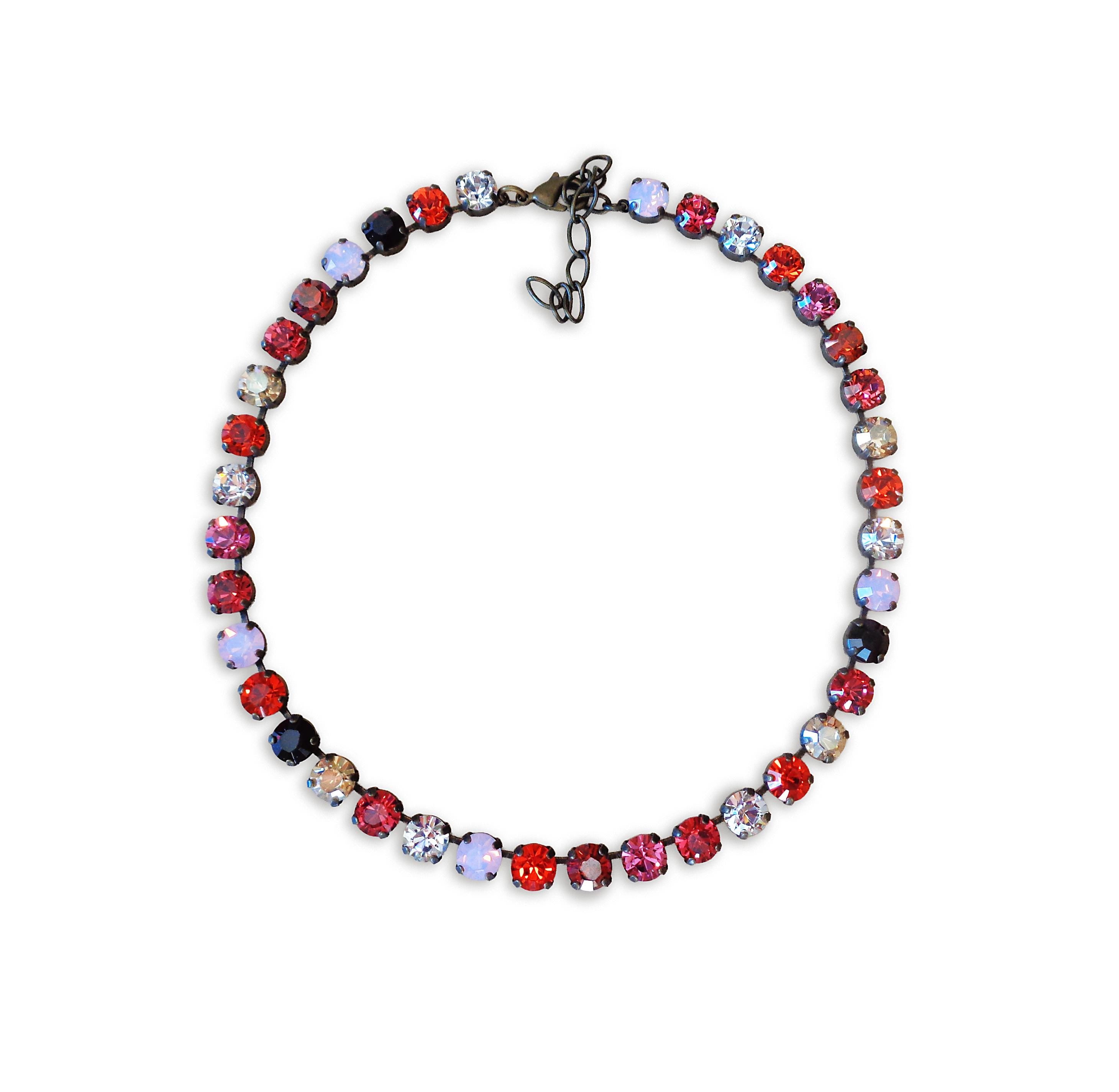 ORANGE FLIRT Austrian crystal choker necklace crystal multicolour ,antique brass