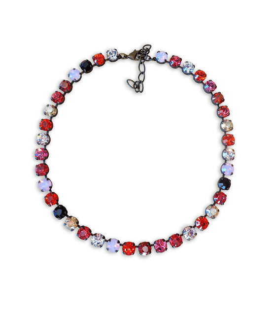 ORANGE FLIRT Austrian crystal choker necklace crystal multicolour ,antique brass
