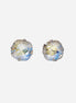 Crystal square stud earrings clear moonlight,silver plated