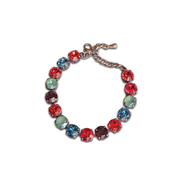 THE PERFECT PALETTE crystal tennis bracelet multicolour,antique silver