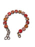 MAGMA AND FLAMES crystal orange and red tennis bracelet,antique brass