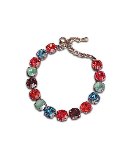 THE PERFECT PALETTE crystal tennis bracelet multicolour,antique silver