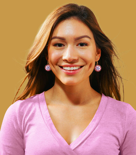 Austrian crystal  vitrail light star halo round drop earrings ,gold plated