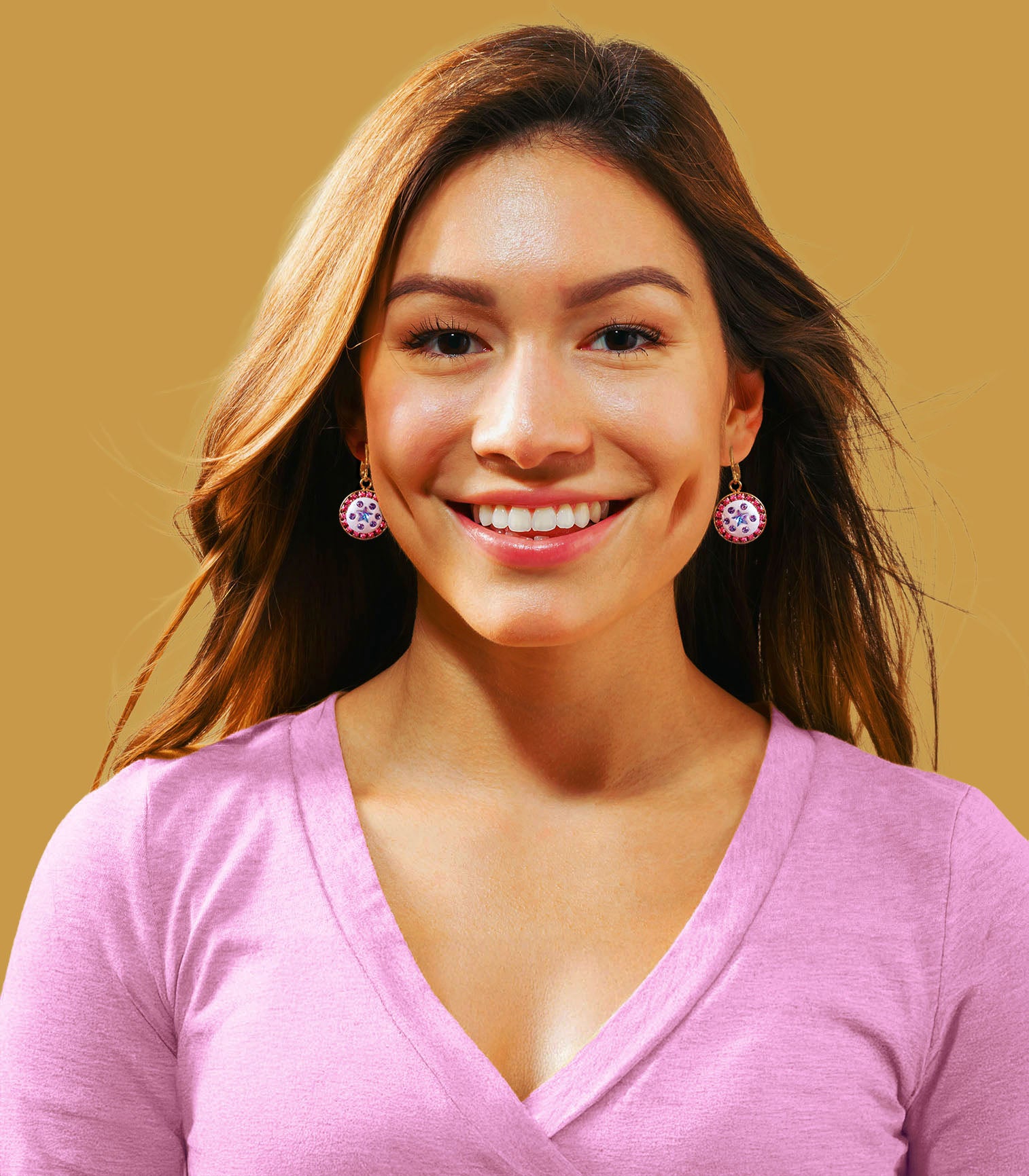 Austrian crystal  vitrail light star halo round drop earrings ,gold plated